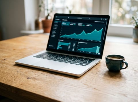 Datenbasierte SEO-Analyse mit Dashboards und Charts auf einem Monitor